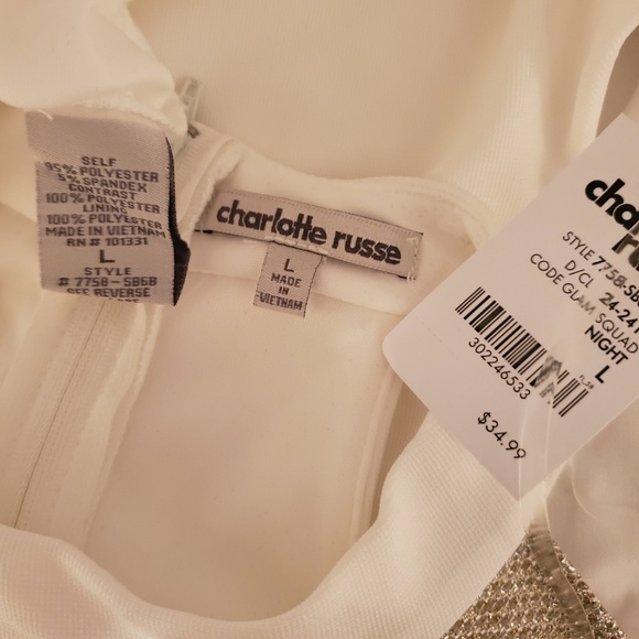 NWT Charlotte Russe White Body Con Dress Sz. Large - Picture 6 of 7